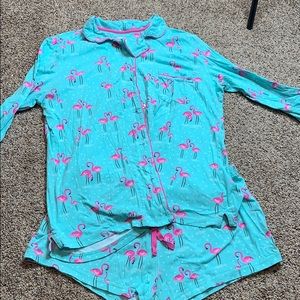 Turquoise and Flamingo Pajama Set